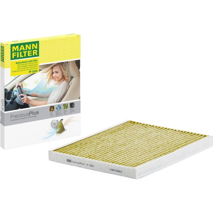 MANN-FILTER FP 2243 Innenraumfilter FreciousPlus Aktivkohlefilter mit Polyphenol, antibakteriell, Feinstaubfilter (PM 2.5) MANN-FILTER FP 2243 Innenraumfilter FreciousPlus Aktivkohlefilter mit Polyphenol, antibakteriell, Feinstaubfilter (PM 2.5)