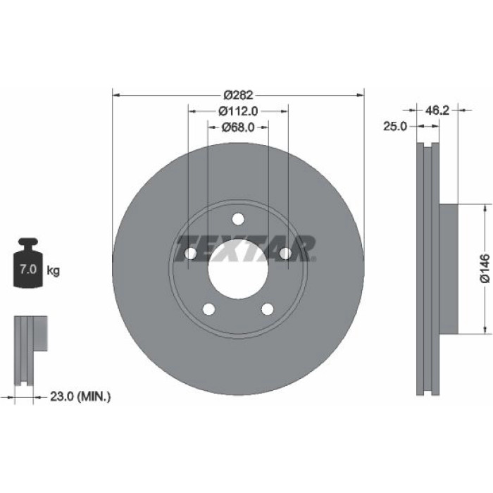 Textar 92083603 Bremsscheibe PRO Textar 92083603 Bremsscheibe PRO