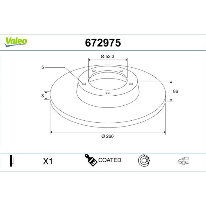 Valeo 672975 Bremsscheibe COATED Valeo 672975 Bremsscheibe COATED