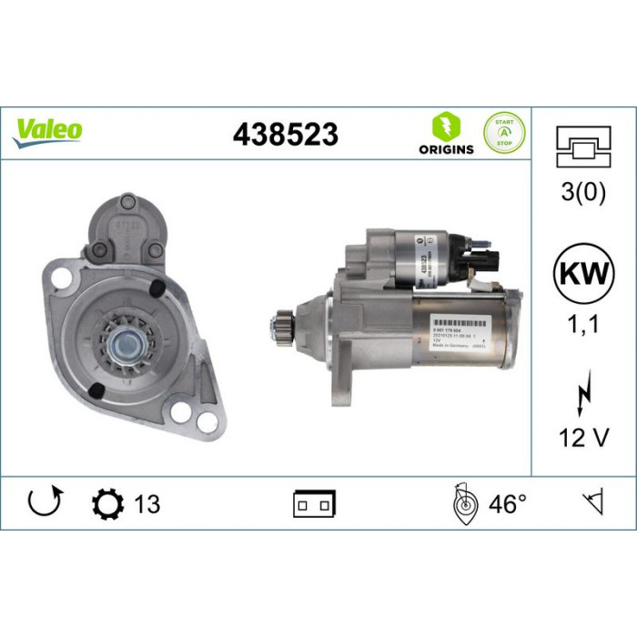 Valeo 438523 Starter ORIGINS STOP&START - NEW O.E. TECHNOLOGIE Valeo 438523 Starter ORIGINS STOP&START - NEW O.E. TECHNOLOGIE