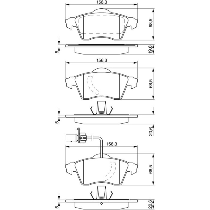 BOSCH 0 986 424 537 Bremsbelagsatz, Scheibenbremse