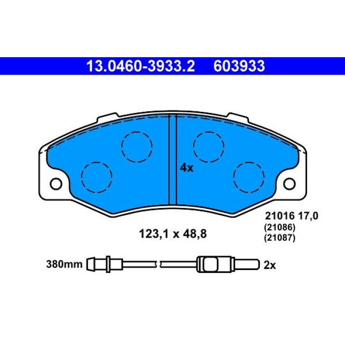 ATE 13.0460-3933.2 Bremsbelagsatz, Scheibenbremse