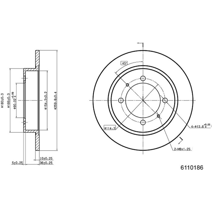 Metzger 6110186 Bremsscheibe