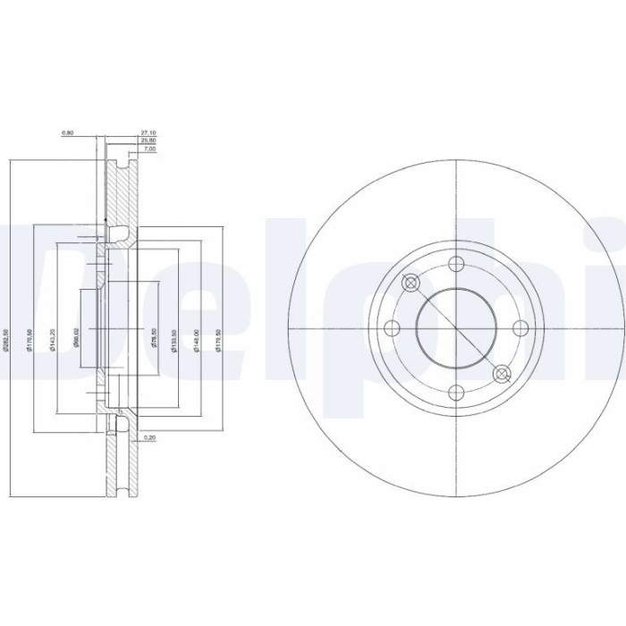 Delphi BG3622C Bremsscheibe Delphi BG3622C Bremsscheibe