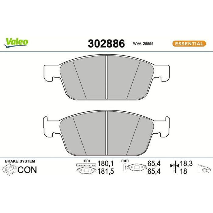 Valeo 302886 Bremsbelagsatz, Scheibenbremse ESSENTIAL Valeo 302886 Bremsbelagsatz, Scheibenbremse ESSENTIAL