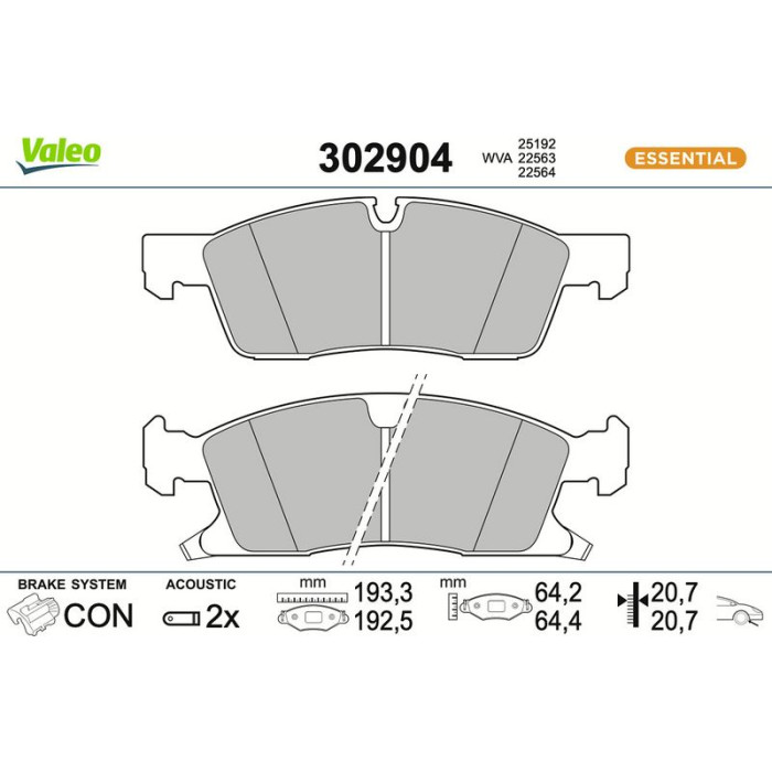 Valeo 302904 Bremsbelagsatz, Scheibenbremse ESSENTIAL Valeo 302904 Bremsbelagsatz, Scheibenbremse ESSENTIAL