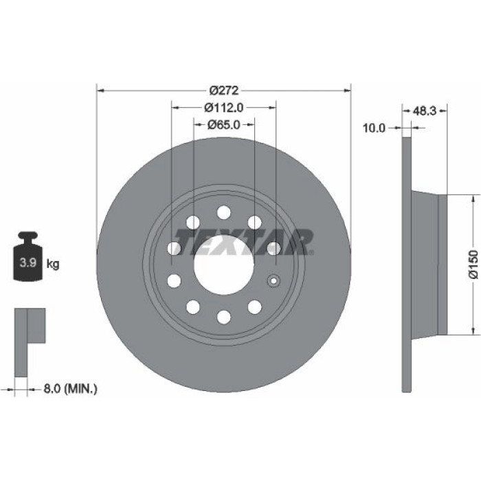 2x Textar 92224903 Bremsscheibe PRO 2x Textar 92224903 Bremsscheibe PRO