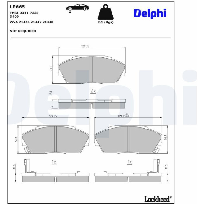 Delphi LP665 Bremsbelagsatz, Scheibenbremse Delphi LP665 Bremsbelagsatz, Scheibenbremse