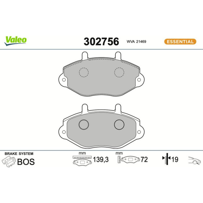 Valeo 302756 Bremsbelagsatz, Scheibenbremse ESSENTIAL Valeo 302756 Bremsbelagsatz, Scheibenbremse ESSENTIAL