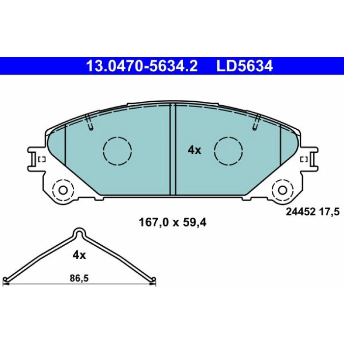 ATE 13.0470-5634.2 Bremsbelagsatz, Scheibenbremse Ceramic ATE 13.0470-5634.2 Bremsbelagsatz, Scheibenbremse Ceramic