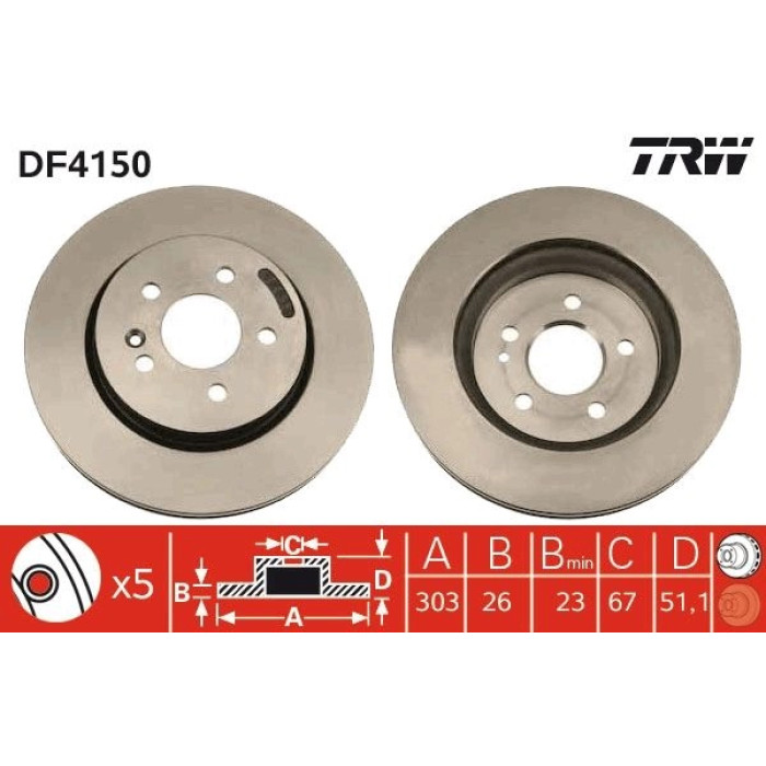 TRW DF4150 Bremsscheibe TRW DF4150 Bremsscheibe