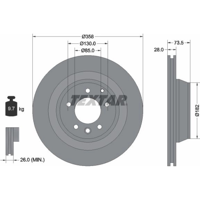 2x Textar 92151403 Bremsscheibe PRO