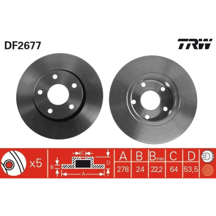 TRW DF2677 Bremsscheibe TRW DF2677 Bremsscheibe
