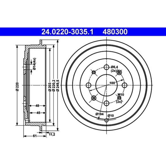 ATE 24.0220-3035.1 Bremstrommel ATE 24.0220-3035.1 Bremstrommel