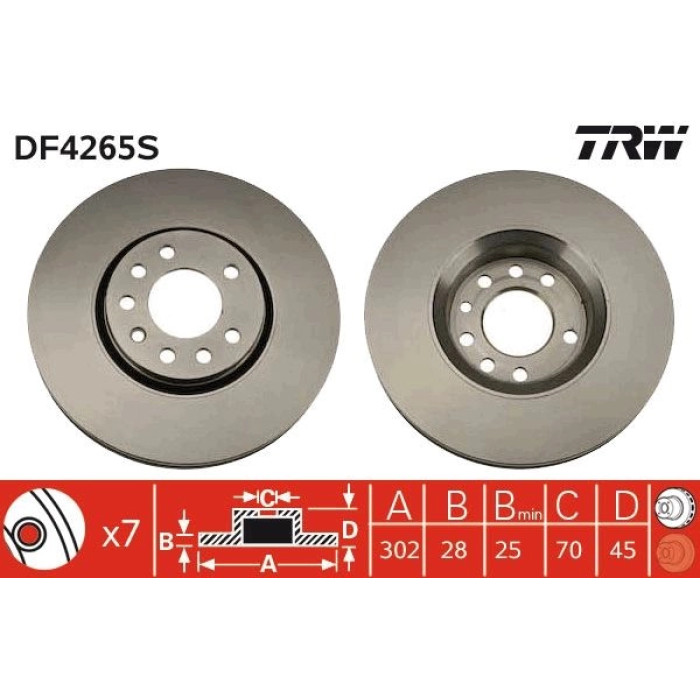 TRW DF4265S Bremsscheibe SINGLE TRW DF4265S Bremsscheibe SINGLE