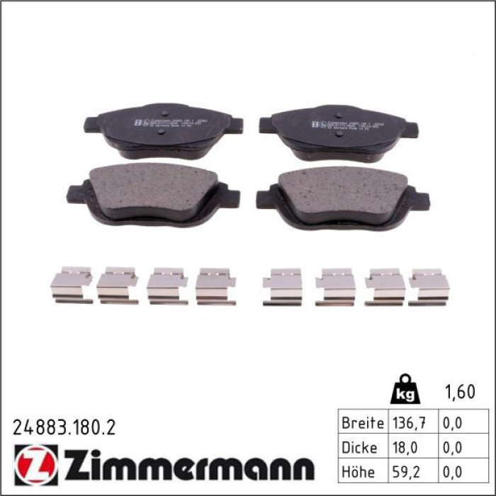 Zimmermann 24883.180.2 Bremsbelagsatz, Scheibenbremse Zimmermann 24883.180.2 Bremsbelagsatz, Scheibenbremse