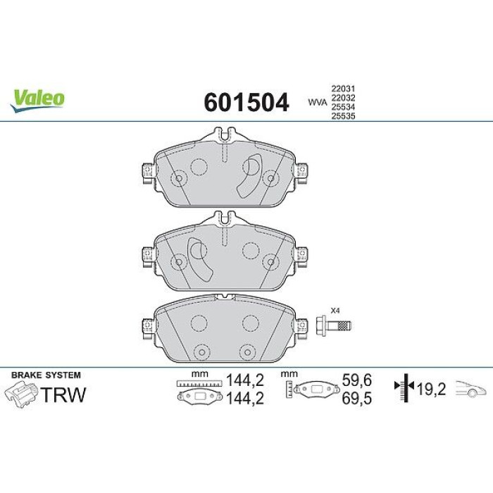 Valeo 601504 Bremsbelagsatz, Scheibenbremse