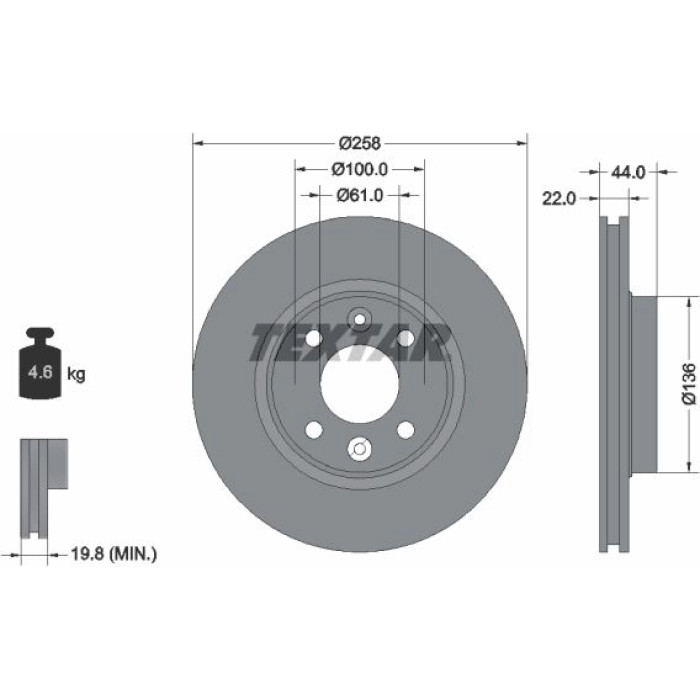 Textar 92255203 Bremsscheibe PRO Textar 92255203 Bremsscheibe PRO