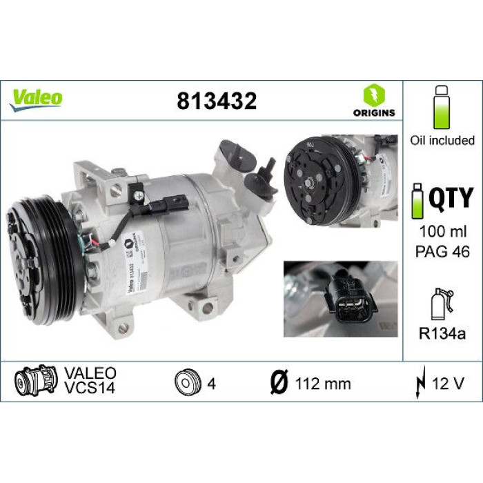 Valeo 813432 Kompressor, Klimaanlage ORIGINS - NEW O.E. TECHNOLOGIE Valeo 813432 Kompressor, Klimaanlage ORIGINS - NEW O.E. TECHNOLOGIE