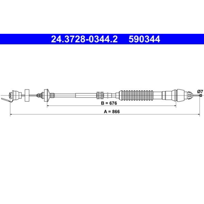 ATE 24.3728-0344.2 Seilzug, Kupplungsbetätigung ATE 24.3728-0344.2 Seilzug, Kupplungsbetätigung