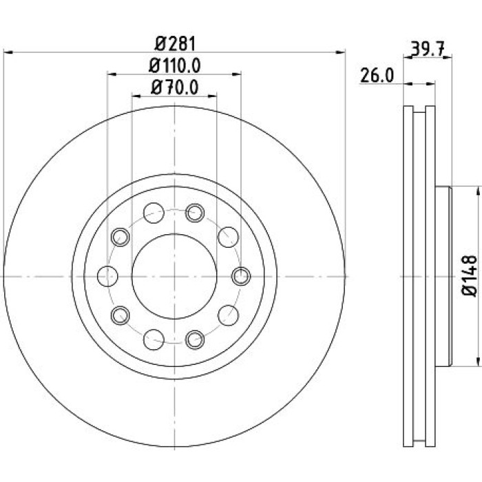 Hella 8DD 355 117-231 Bremsscheibe PRO