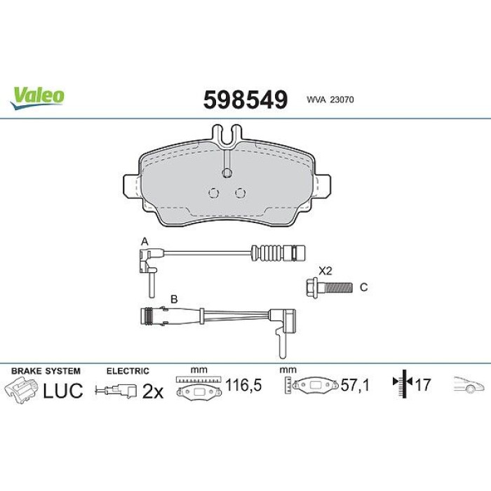 Valeo 598549 Bremsbelagsatz, Scheibenbremse