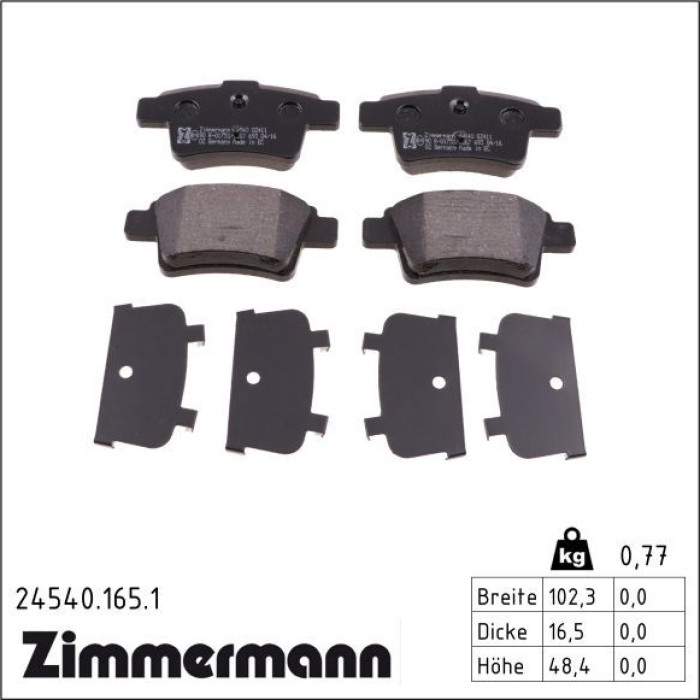 Zimmermann 24540.165.1 Bremsbelagsatz, Scheibenbremse Zimmermann 24540.165.1 Bremsbelagsatz, Scheibenbremse