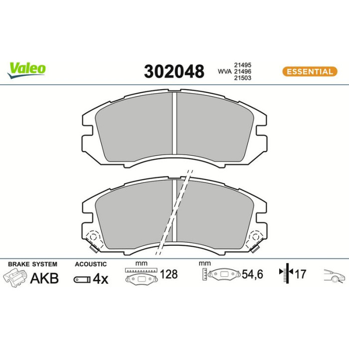Valeo 302048 Bremsbelagsatz, Scheibenbremse ESSENTIAL Valeo 302048 Bremsbelagsatz, Scheibenbremse ESSENTIAL