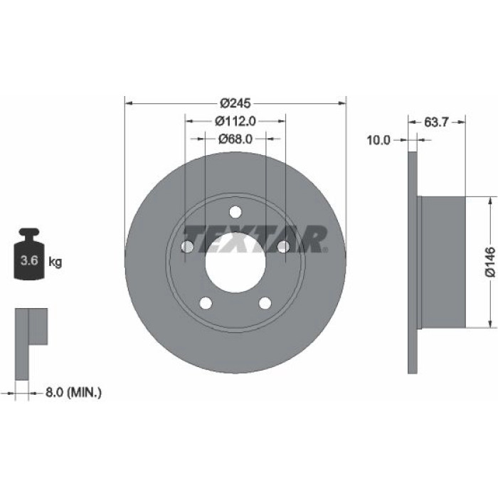 Textar 92057503 Bremsscheibe PRO Textar 92057503 Bremsscheibe PRO