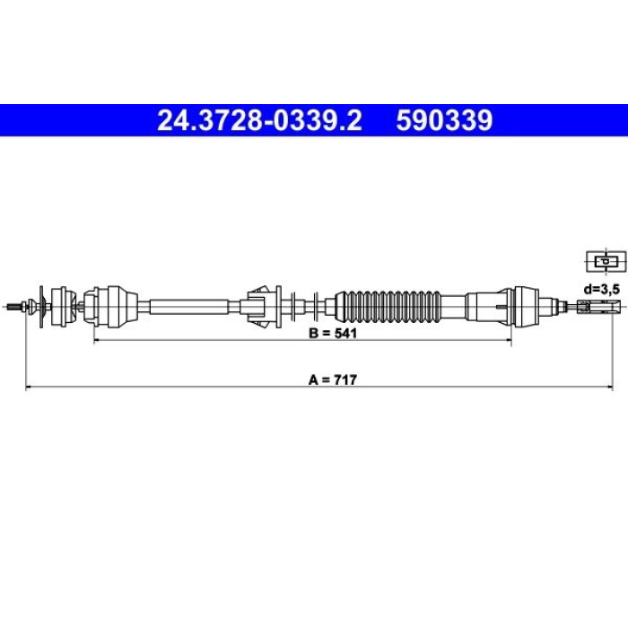 ATE 24.3728-0339.2 Seilzug, Kupplungsbetätigung