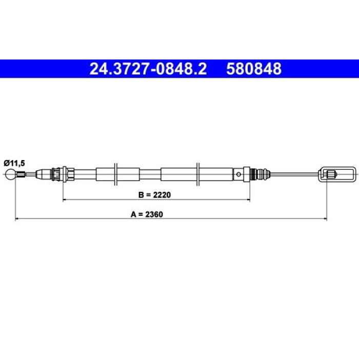ATE 24.3727-0848.2 Seilzug, Feststellbremse ATE 24.3727-0848.2 Seilzug, Feststellbremse