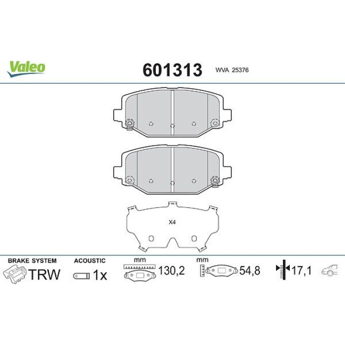 Valeo 601313 Bremsbelagsatz, Scheibenbremse