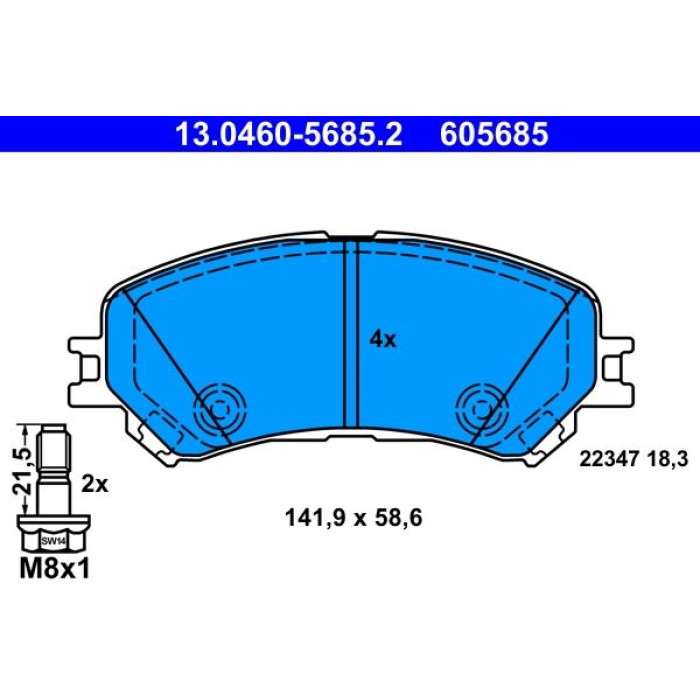 ATE 13.0460-5685.2 Bremsbelagsatz, Scheibenbremse ATE 13.0460-5685.2 Bremsbelagsatz, Scheibenbremse