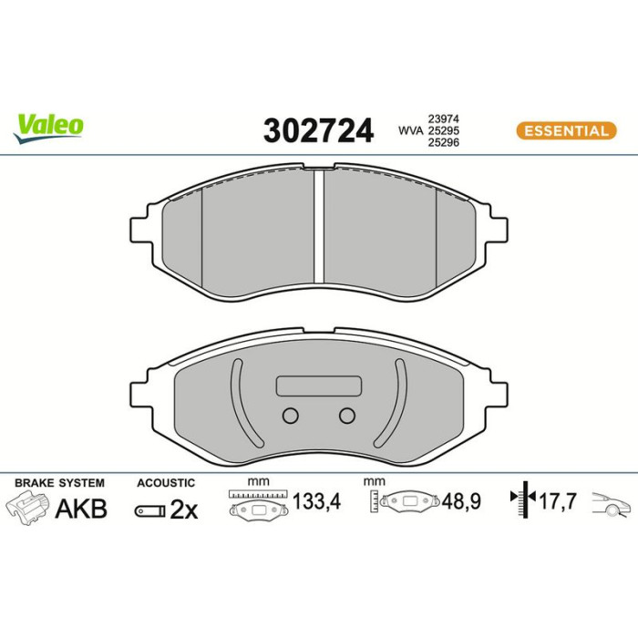 Valeo 302724 Bremsbelagsatz, Scheibenbremse ESSENTIAL