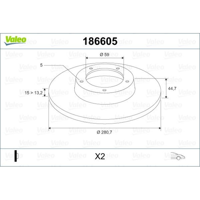 Valeo 186605 Bremsscheibe