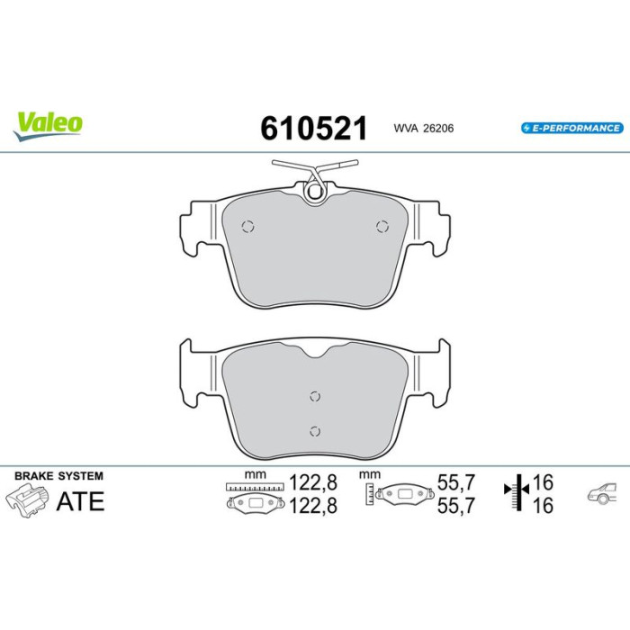 Valeo 610521 Bremsbelagsatz, Scheibenbremse E-PERFORMANCE
