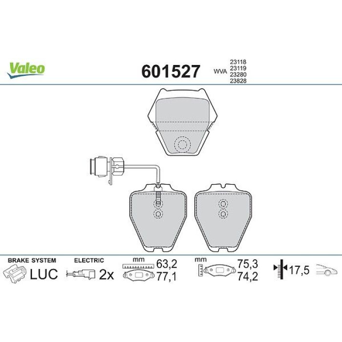Valeo 601527 Bremsbelagsatz, Scheibenbremse Valeo 601527 Bremsbelagsatz, Scheibenbremse