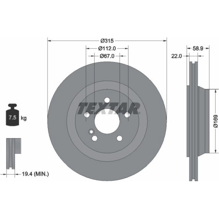 Textar 92109000 Bremsscheibe Textar 92109000 Bremsscheibe