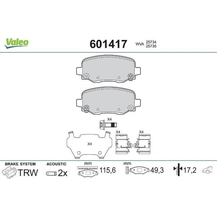 Valeo 601417 Bremsbelagsatz, Scheibenbremse Valeo 601417 Bremsbelagsatz, Scheibenbremse