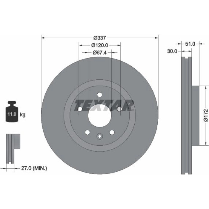 Textar 92187103 Bremsscheibe PRO Textar 92187103 Bremsscheibe PRO