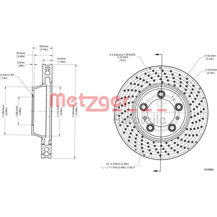 Metzger 6110882 Bremsscheibe Metzger 6110882 Bremsscheibe