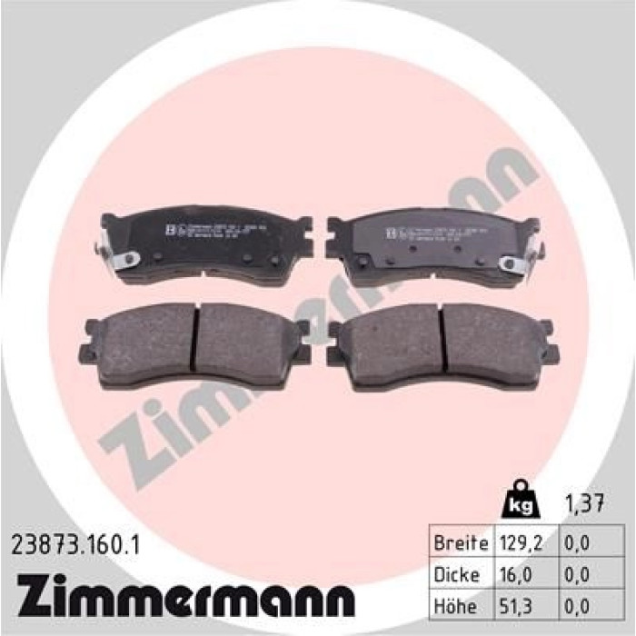 Zimmermann 23873.160.1 Bremsbelagsatz, Scheibenbremse Zimmermann 23873.160.1 Bremsbelagsatz, Scheibenbremse