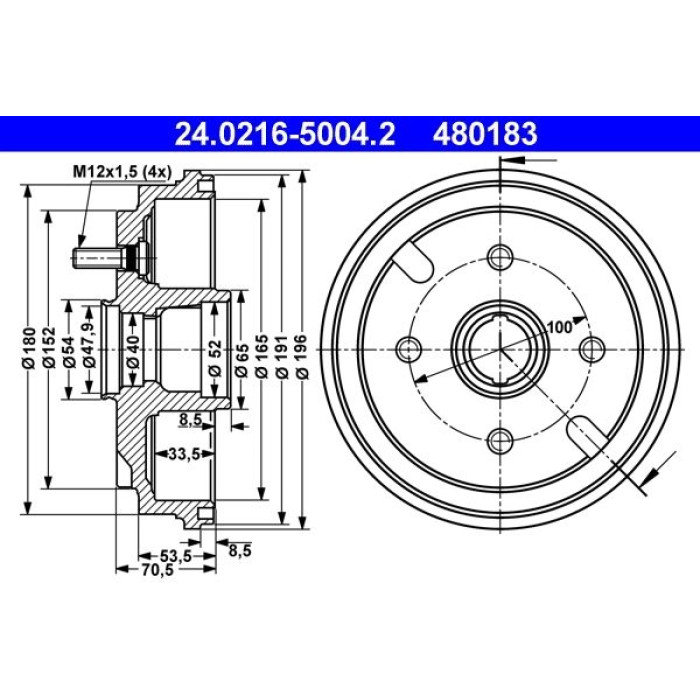 ATE 24.0216-5004.2 Bremstrommel ATE 24.0216-5004.2 Bremstrommel