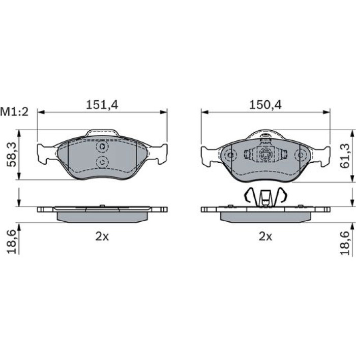 BOSCH 0 986 424 034 Bremsbelagsatz, Scheibenbremse BOSCH 0 986 424 034 Bremsbelagsatz, Scheibenbremse