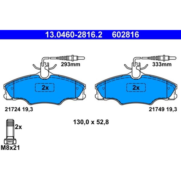 ATE 13.0460-2816.2 Bremsbelagsatz, Scheibenbremse ATE 13.0460-2816.2 Bremsbelagsatz, Scheibenbremse