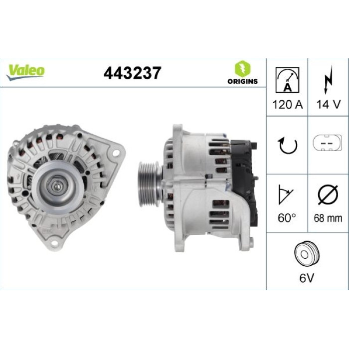Valeo 443237 Generator ORIGINS Valeo 443237 Generator ORIGINS
