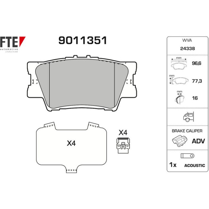 FTE 9011351 Bremsbelagsatz, Scheibenbremse