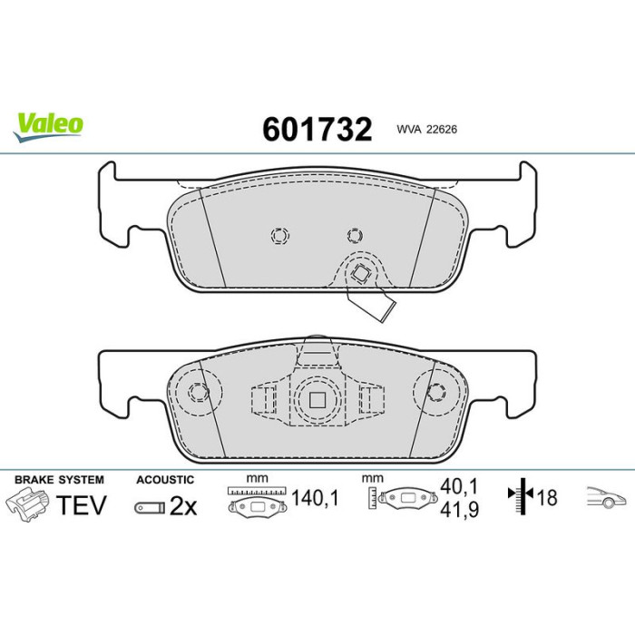 Valeo 601732 Bremsbelagsatz, Scheibenbremse Valeo 601732 Bremsbelagsatz, Scheibenbremse