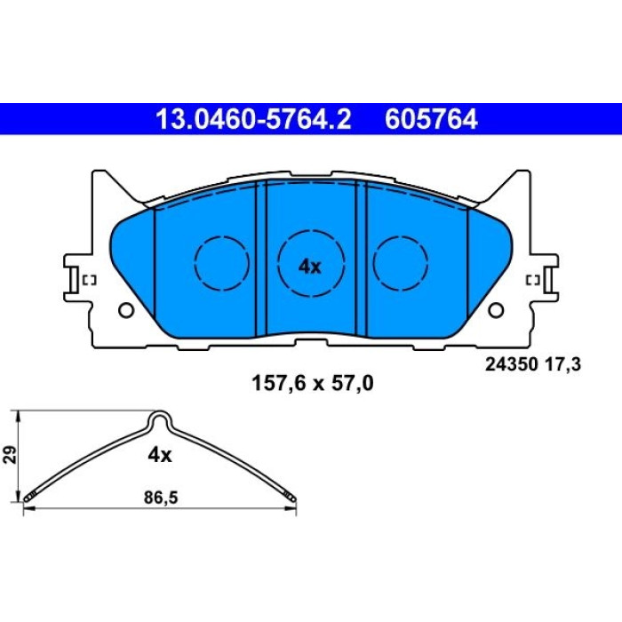 ATE 13.0460-5764.2 Bremsbelagsatz, Scheibenbremse ATE 13.0460-5764.2 Bremsbelagsatz, Scheibenbremse