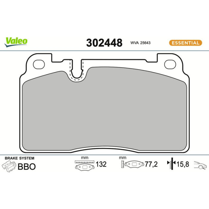 Valeo 302448 Bremsbelagsatz, Scheibenbremse ESSENTIAL Valeo 302448 Bremsbelagsatz, Scheibenbremse ESSENTIAL